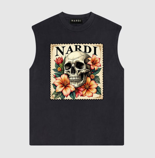 NARDI VINTAGE FLORAL SKULL SLEEVELESS