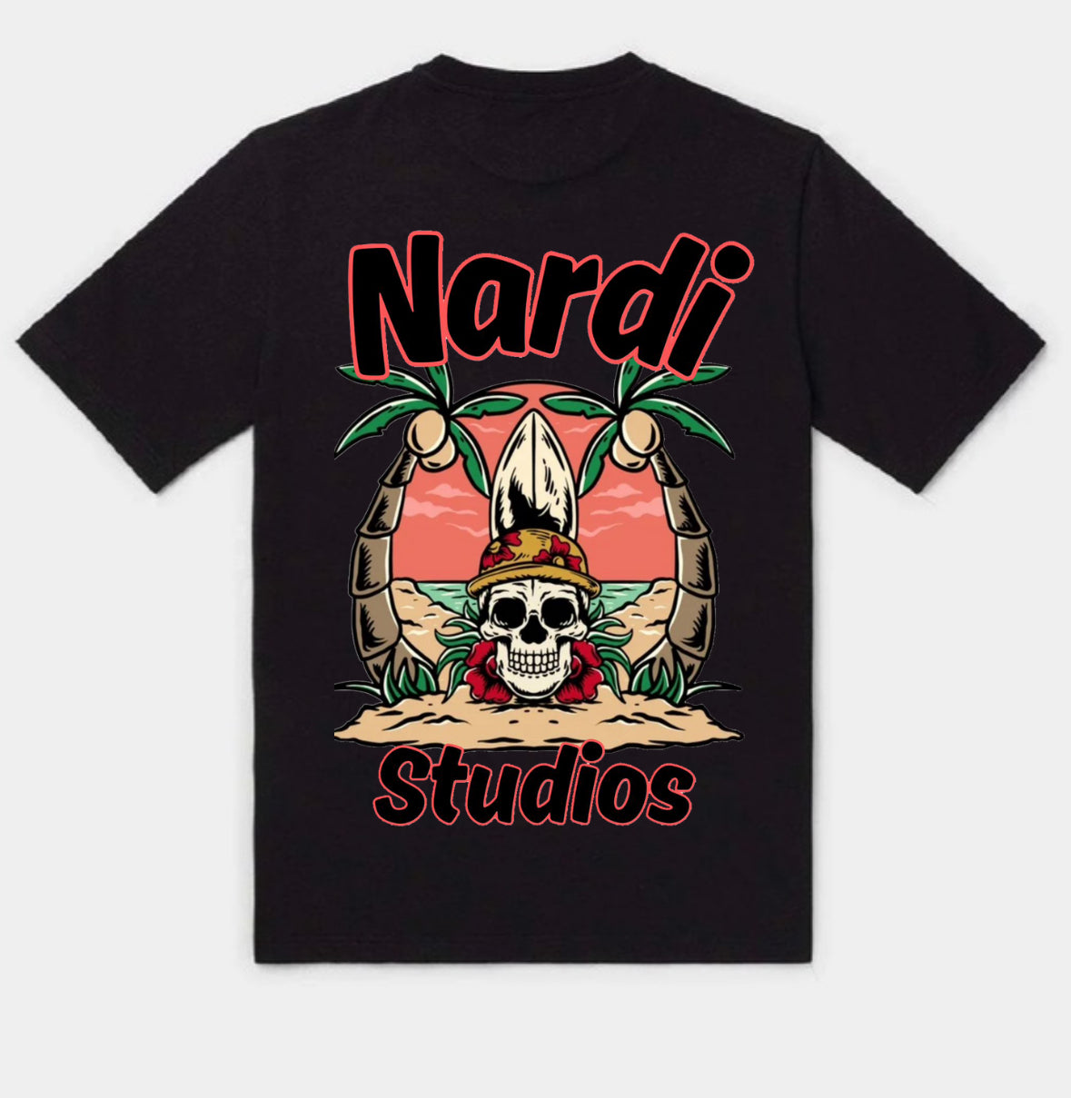 NARDI STUDIOS SKULL PALMS T SHIRT