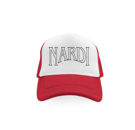 RED & WHITE NARDI PRECISION LOGO TRUCKER HAT
