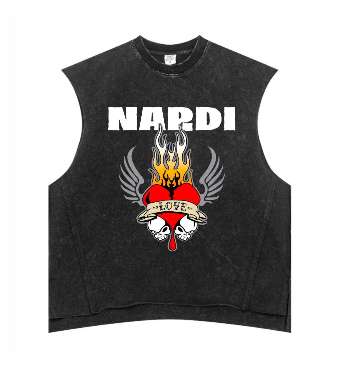 ACID WASH FLAMBOYANT NARDI SKULL SLEEVELESS