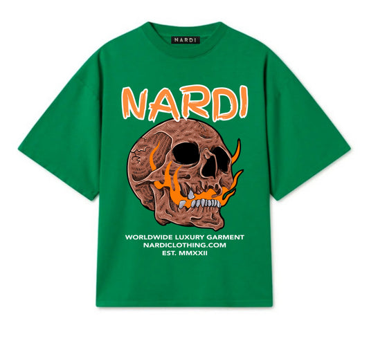 AFLAME NARDI SKULL TEE (GREEN)