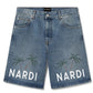 MIDNIGHT PALM DENIM SHORTS