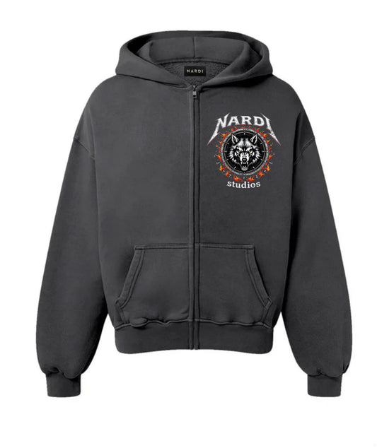 NARDI STUDIOS CINDER WOLF ZIP - UP HOODIE