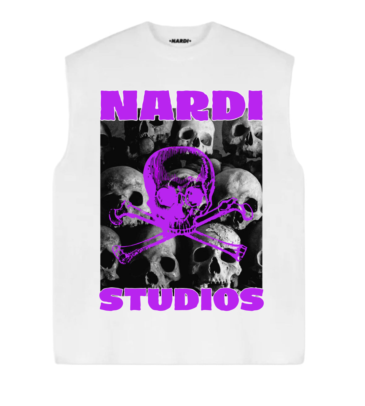 NARDI STUDIOS PURPLE SKULL SLEEVELESS