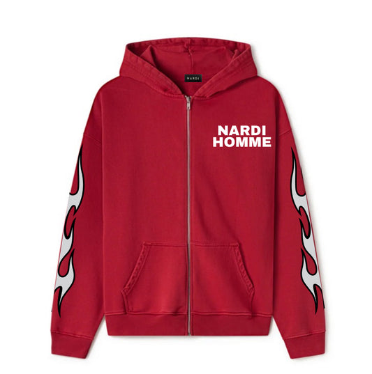 NARDI HOMME FLAME ZIP HOODIE (RED)