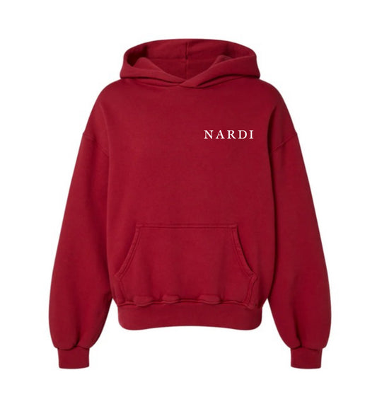 RED NARDI LOGO PRINT HOODIE