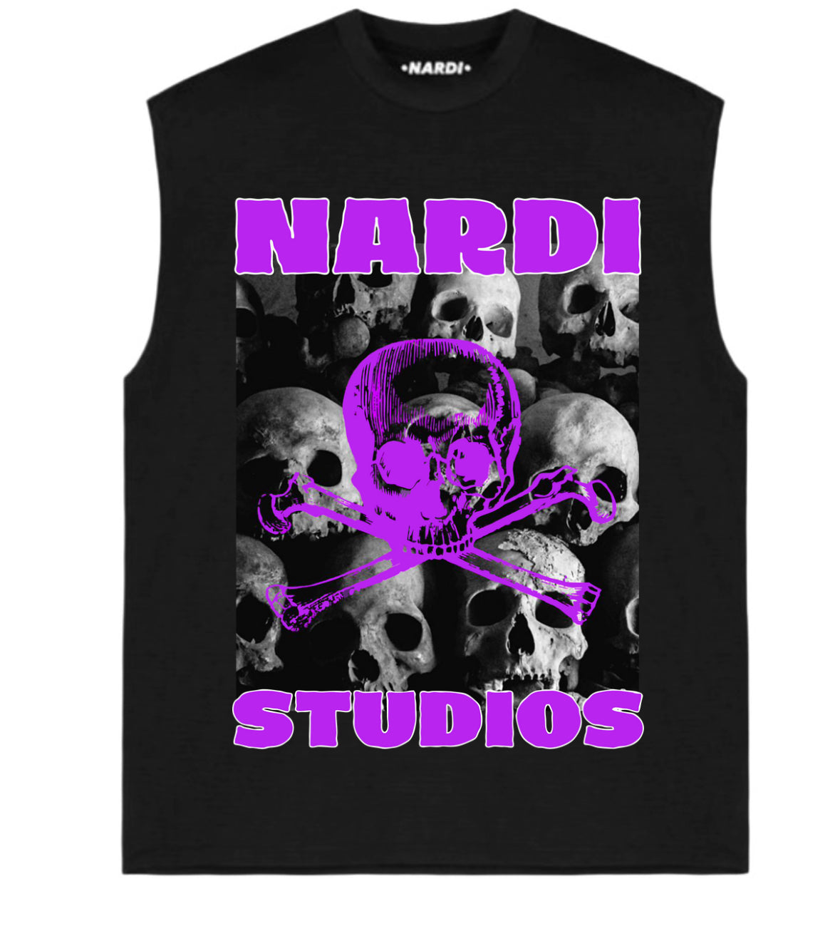 NARDI STUDIOS PURPLE SKULL SLEEVELESS