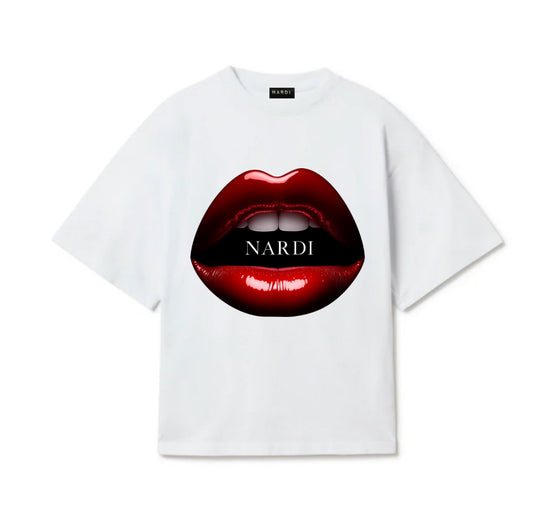 NARDI RED LIPS TEE (WHITE)