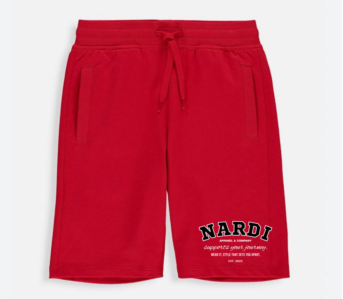 NARDI APPAREL VARSITY JOURNEY RED SHORTS