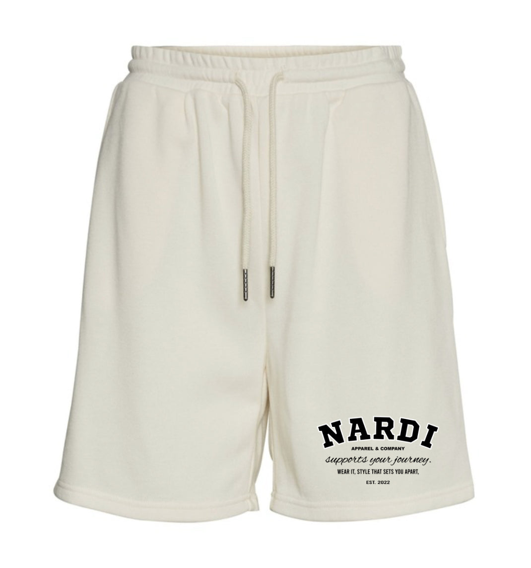 NARDI APPAREL VARSITY JOURNEY CREAM SHORTS