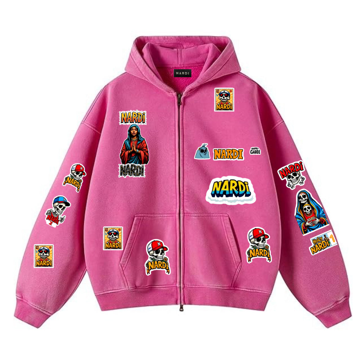 NARDI HOMME ZIP UP PERSONALISED HOODIE (PINK)