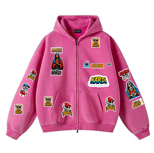 NARDI HOMME ZIP UP PERSONALISED HOODIE (PINK)