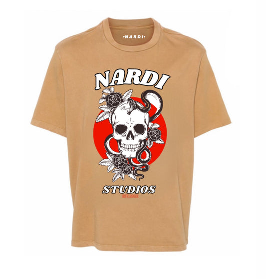 NARDI STUDIOS FLORAL SKULL T SHIRT