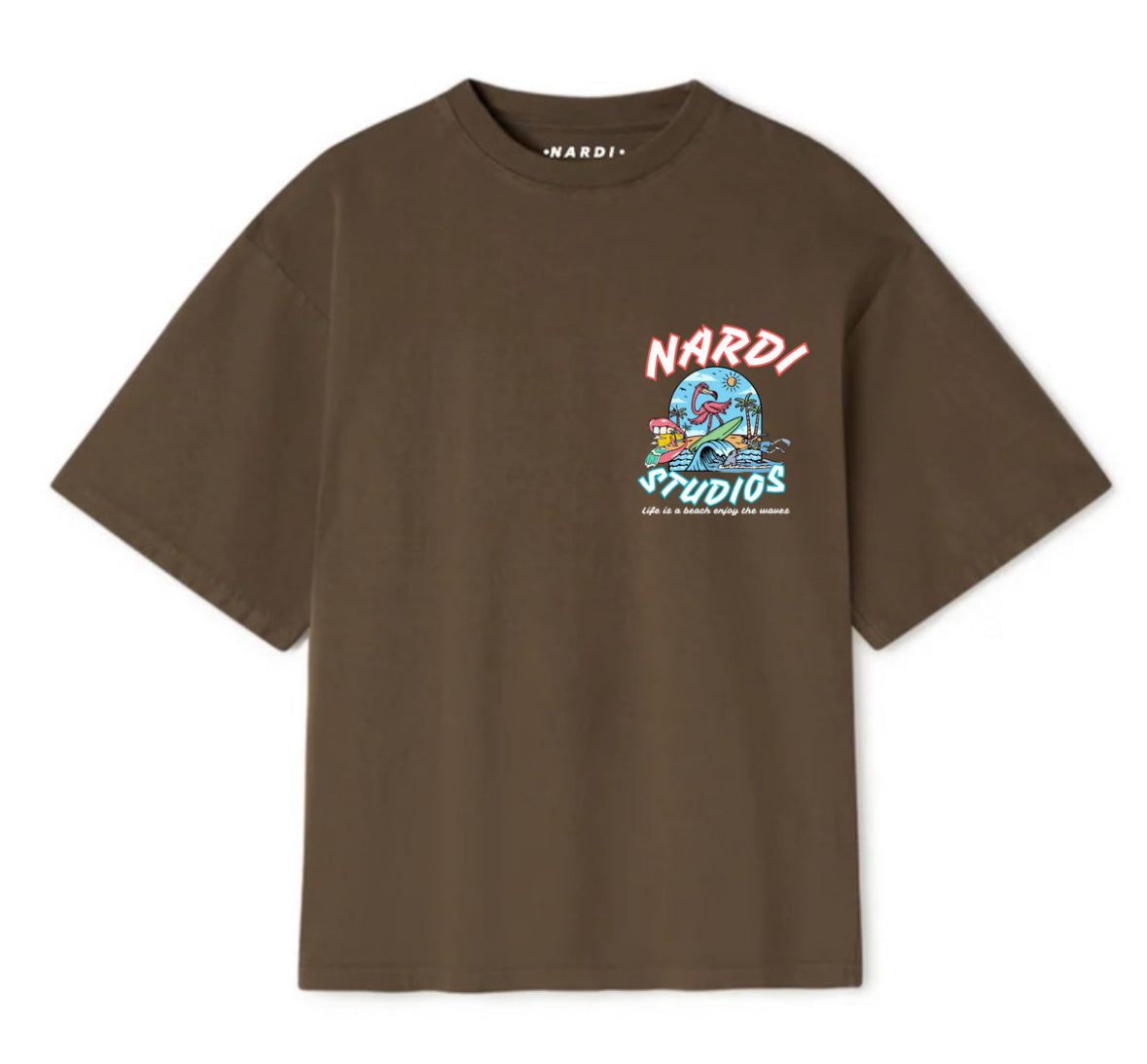 NARDI STUDIOS SURF SQUAD T SHIRT (BROWN)