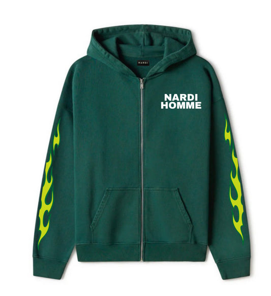 NARDI HOMME FLAME ZIP HOODIE (GREEN)