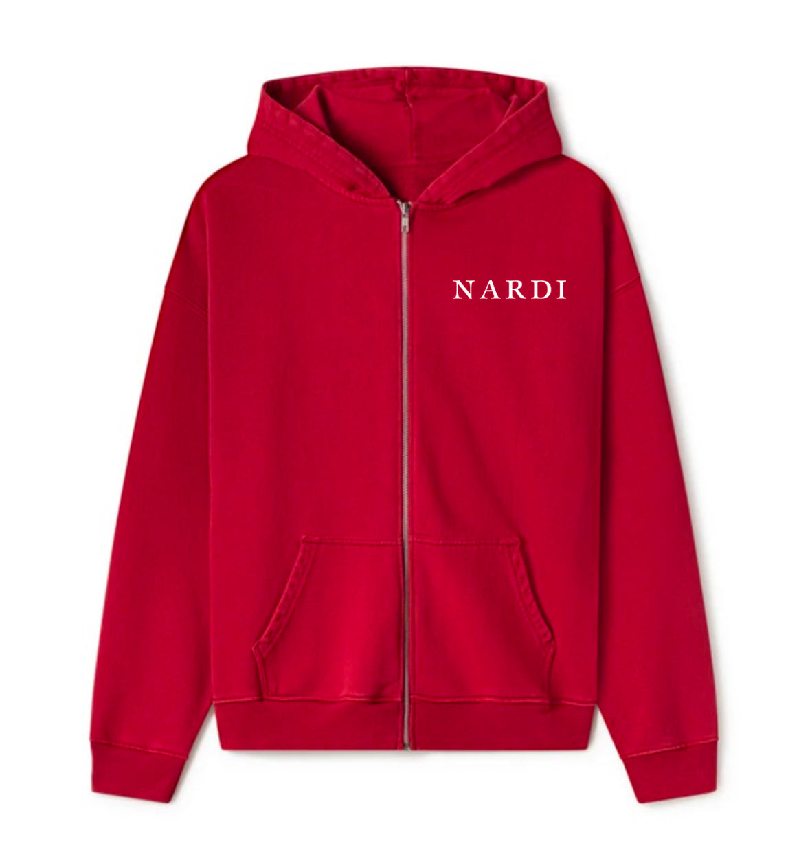 RED LOGO PRINT HOODIE