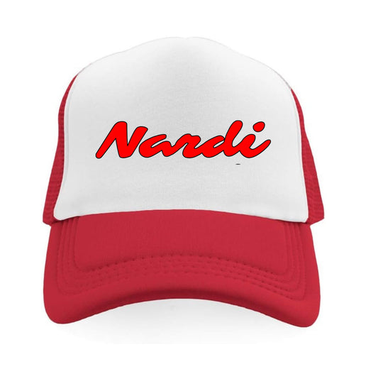 NARDI RED LOGO PRINT TRUCKER HAT