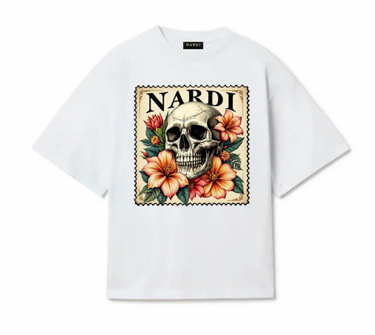 NARDI VINTAGE FLORAL SKULL T SHIRT