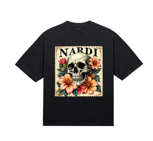 NARDI VINTAGE FLORAL SKULL T SHIRT