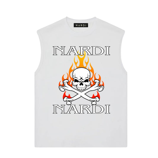 CROSS BONE FLAME NARDI SLEEVELESS (WHITE)