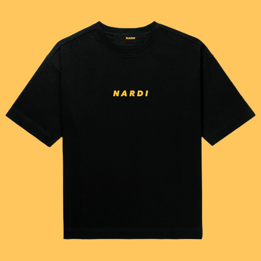 BLACK JERSEY T SHIRT  WITH YELLOW LOGO