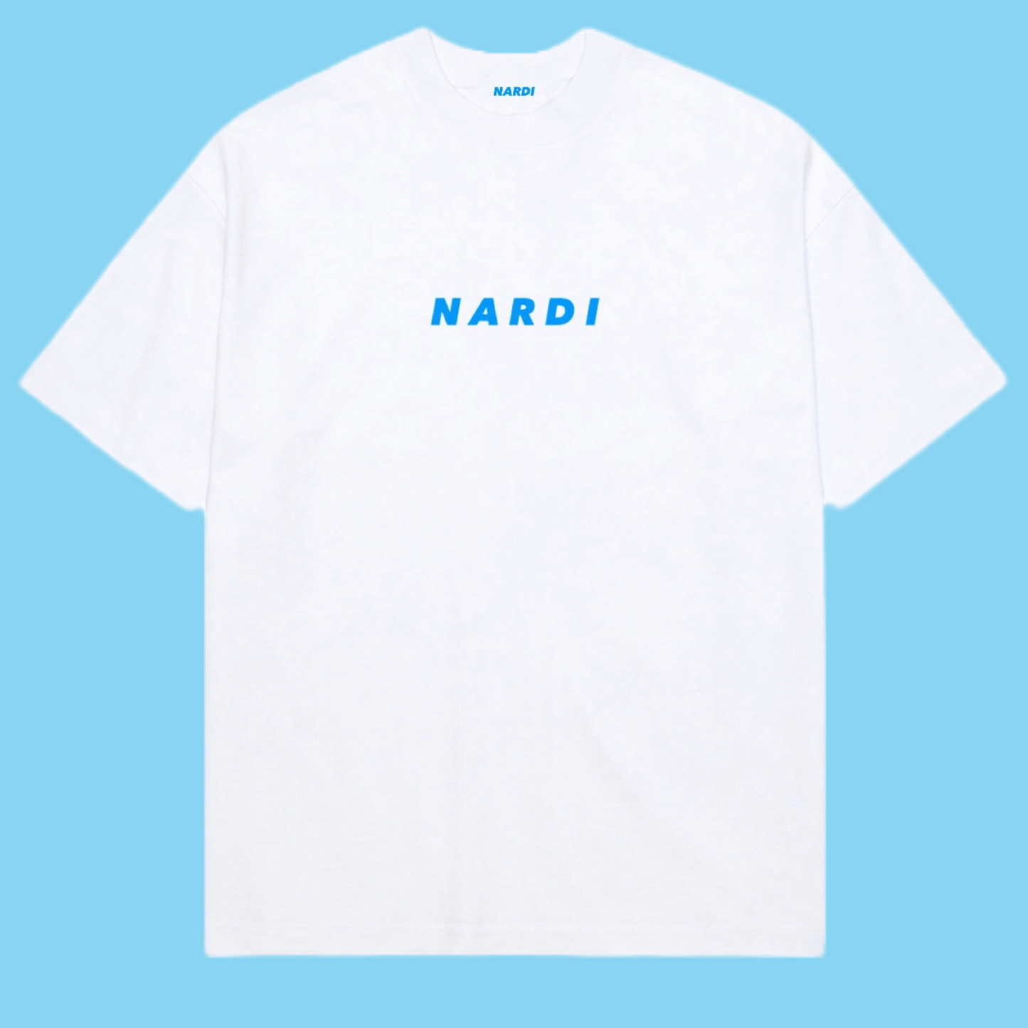 WHITE JERSEY T SHIRT WITH BLUE LOGO